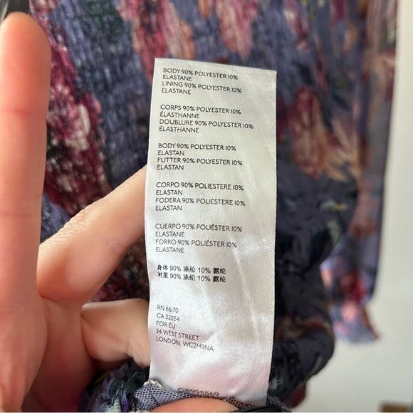 [xs] Anthropologie Rouen Top Periwinkle Purple Sheer Spring Floral Long Sleeve - Picture 9 of 11